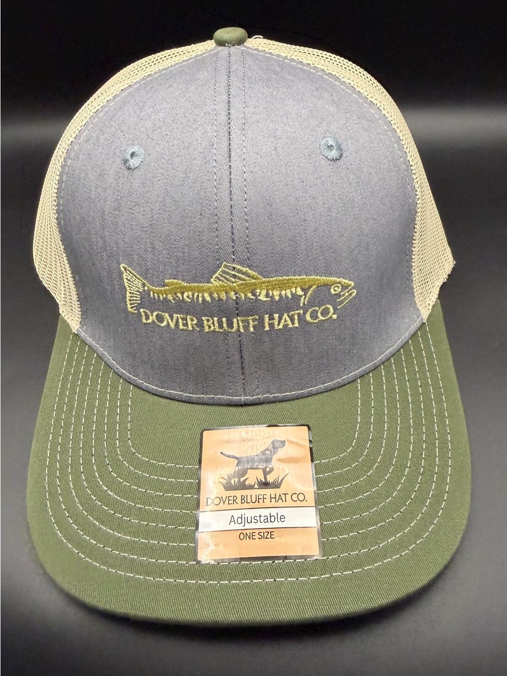 Men's Two-Tone Trucker Cap in Gray & Olive